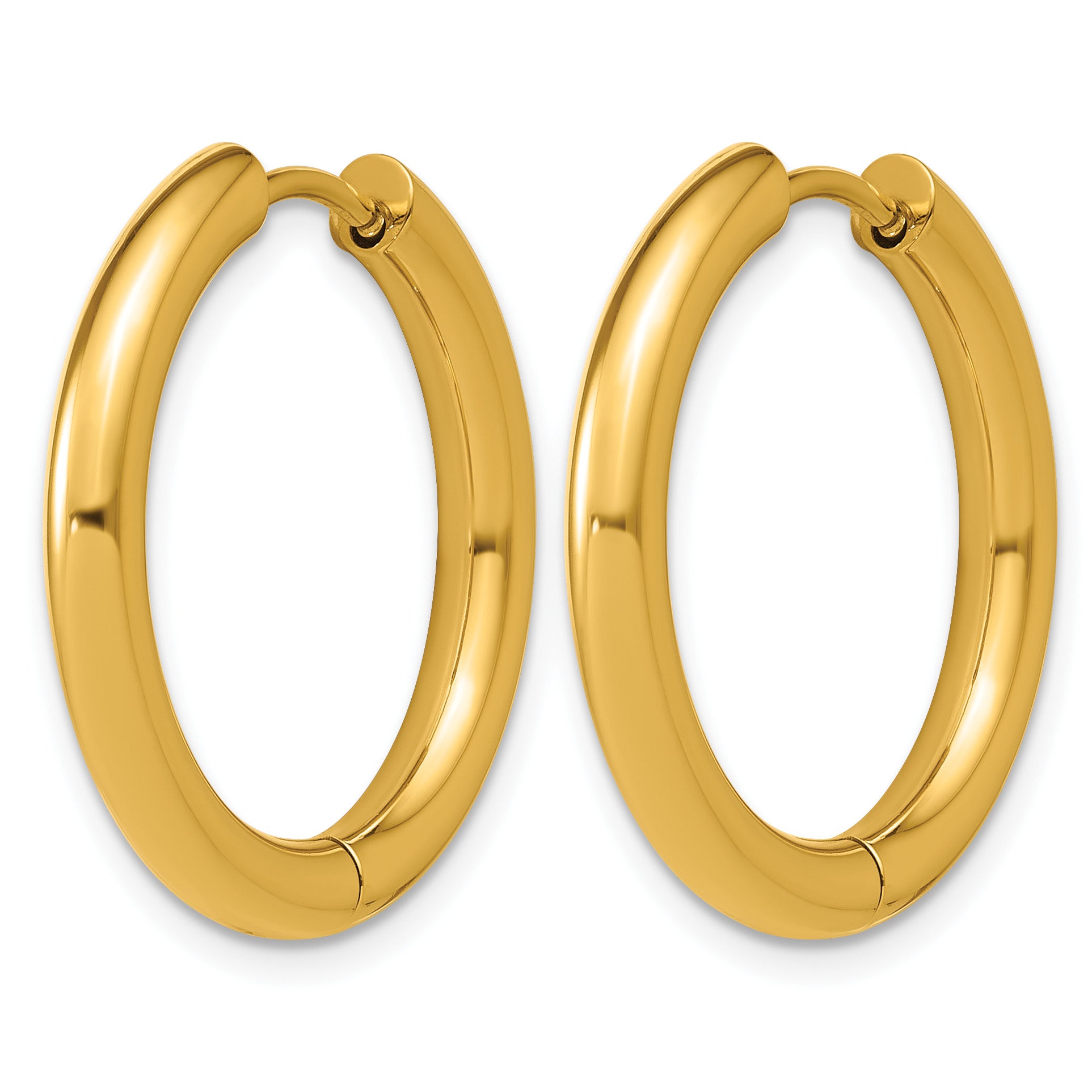 Stainless Steel Gold-Tone Hinged Huggie Hoop Earrings for Women
