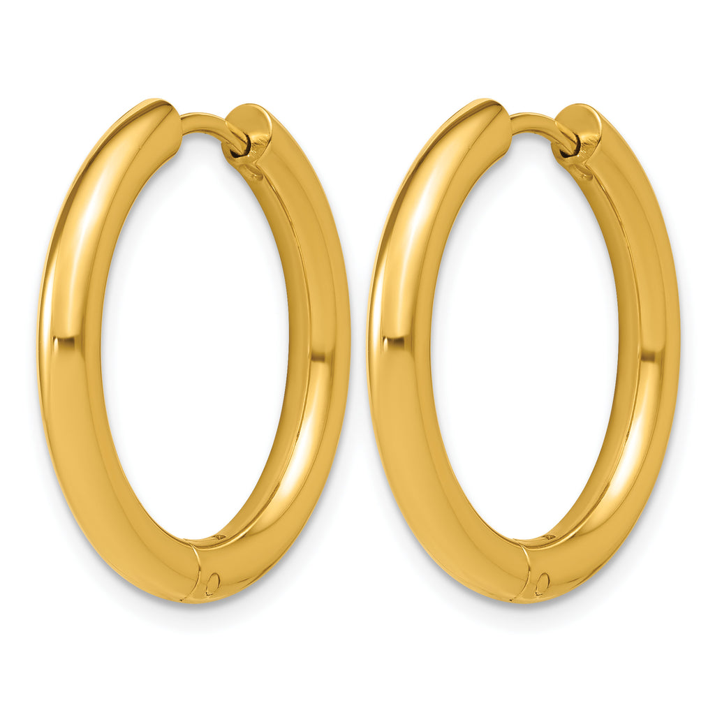 Stainless Steel Gold-Tone Hinged Huggie Hoop Earrings for Women