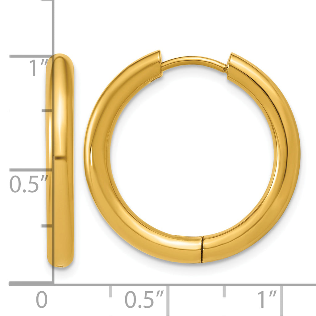 Stainless Steel Gold-Tone Hinged Huggie Hoop Earrings for Women