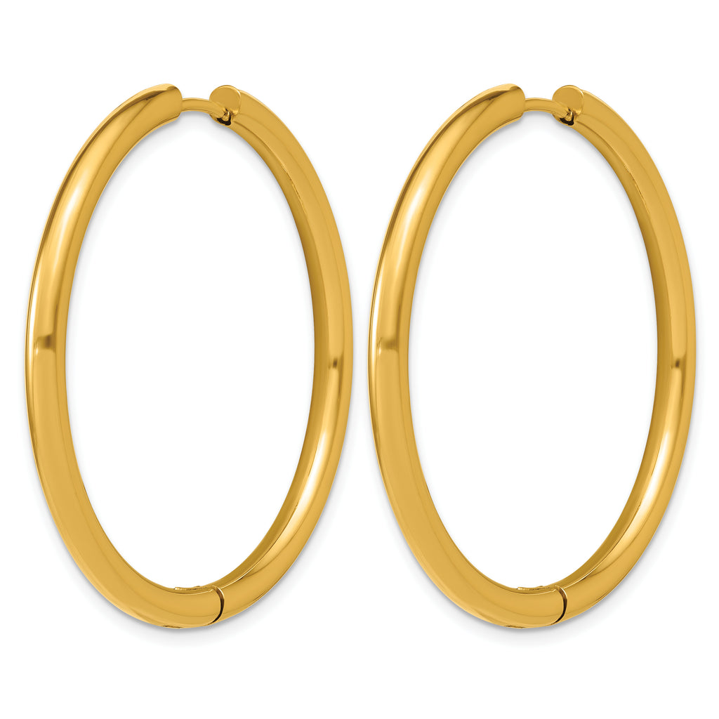 Stainless Steel Gold-Tone Hinged Huggie Hoop Earrings for Women