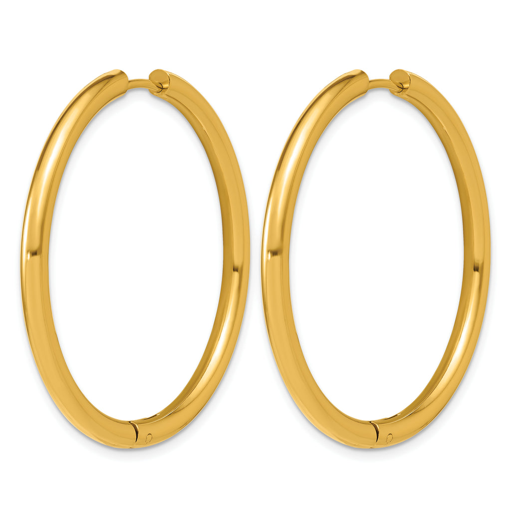 Stainless Steel Gold-Tone Hinged Huggie Hoop Earrings for Women