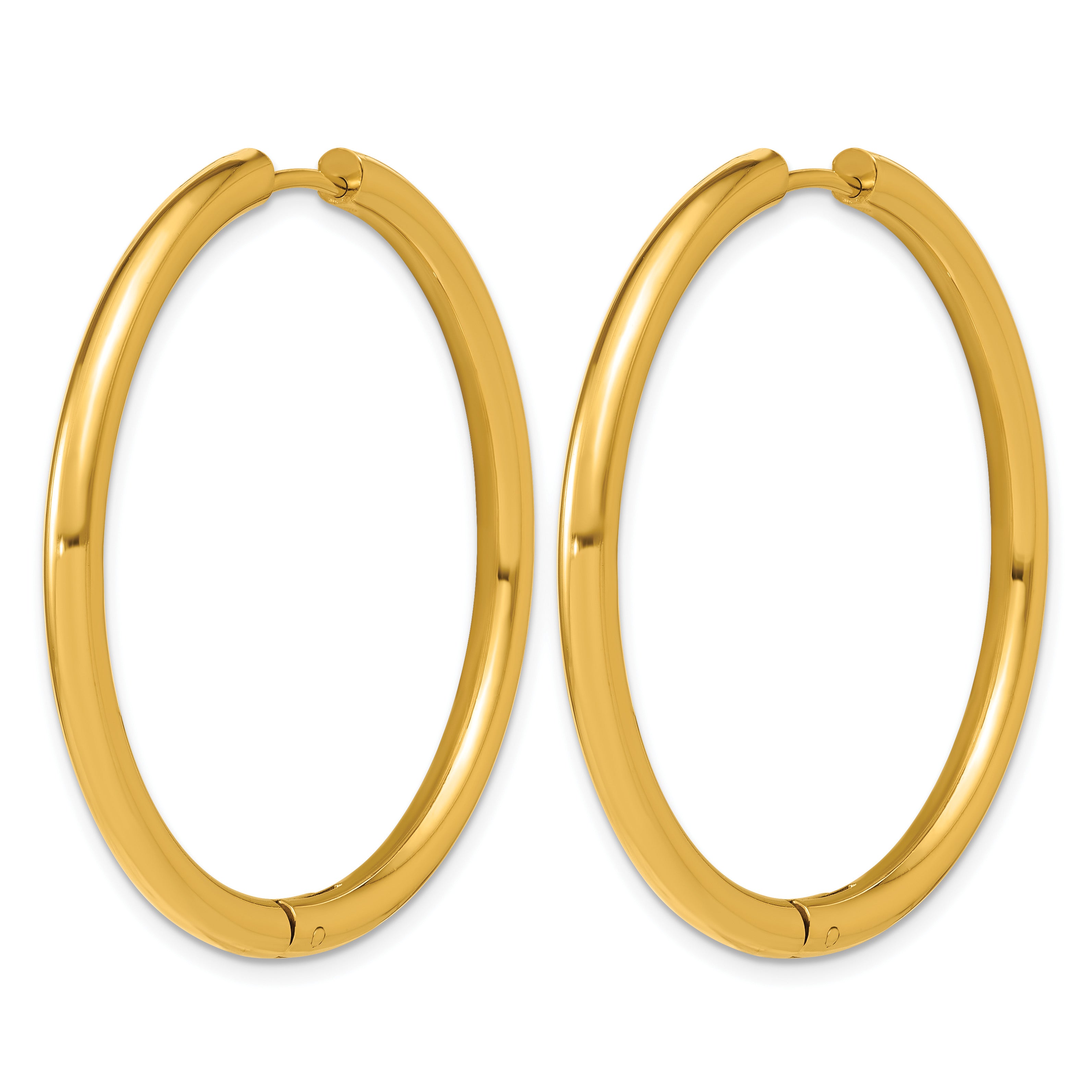 Stainless Steel Gold-Tone Hinged Huggie Hoop Earrings for Women