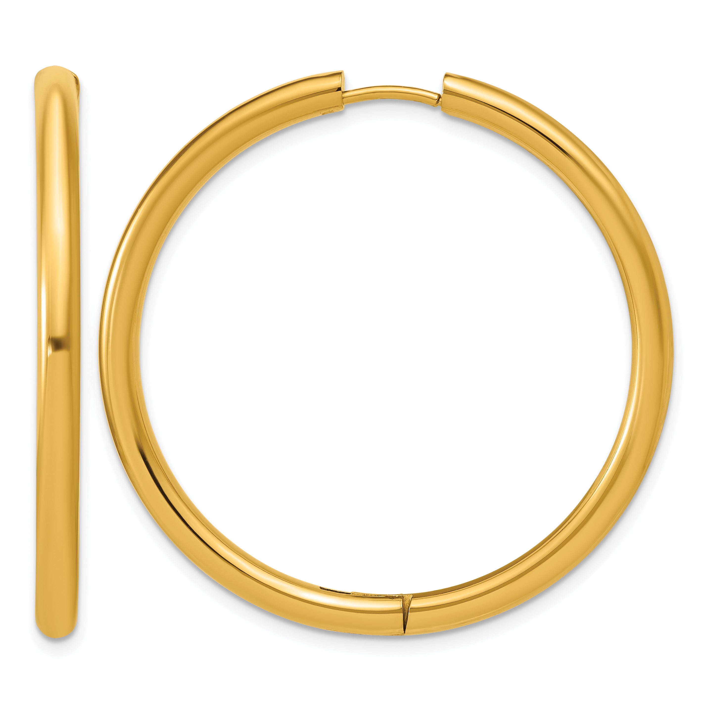 Stainless Steel Gold-Tone Hinged Huggie Hoop Earrings for Women