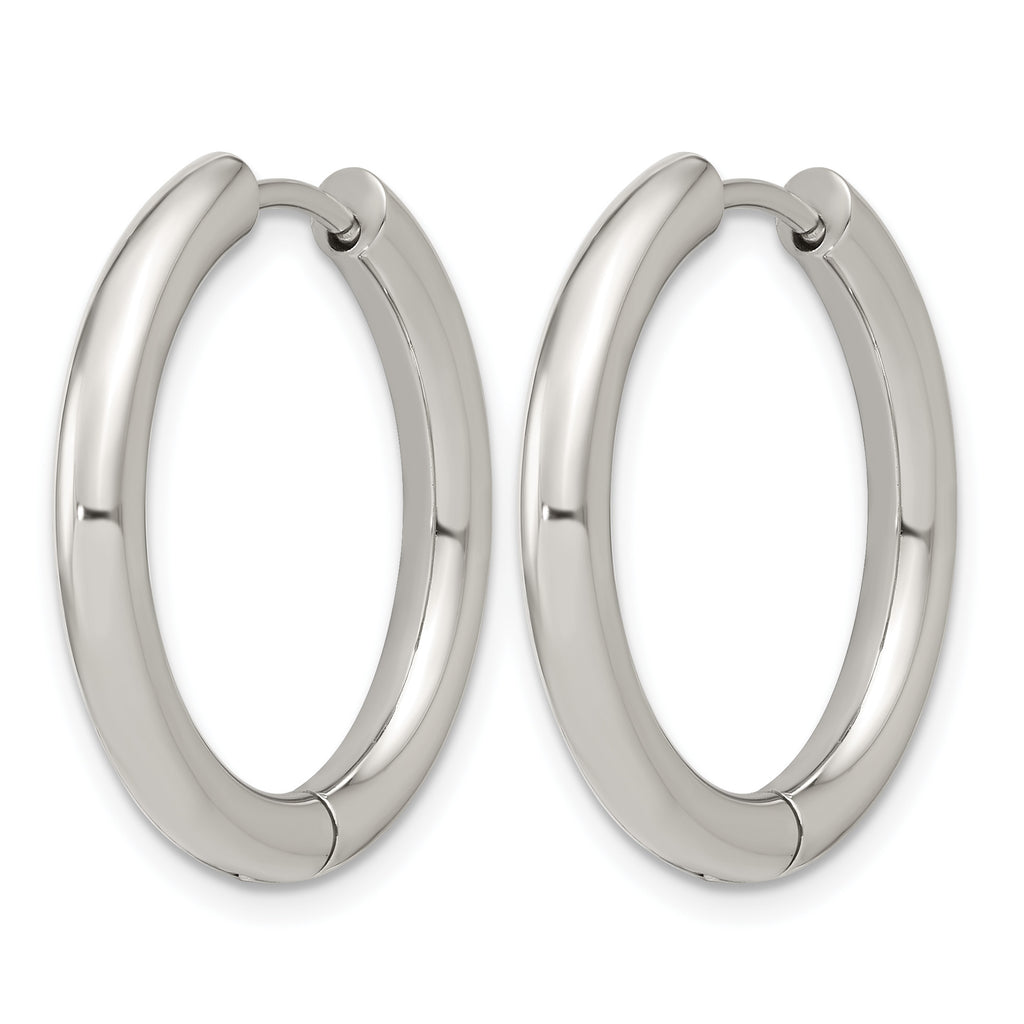Polished Stainless Steel Hoop Earrings 24mm