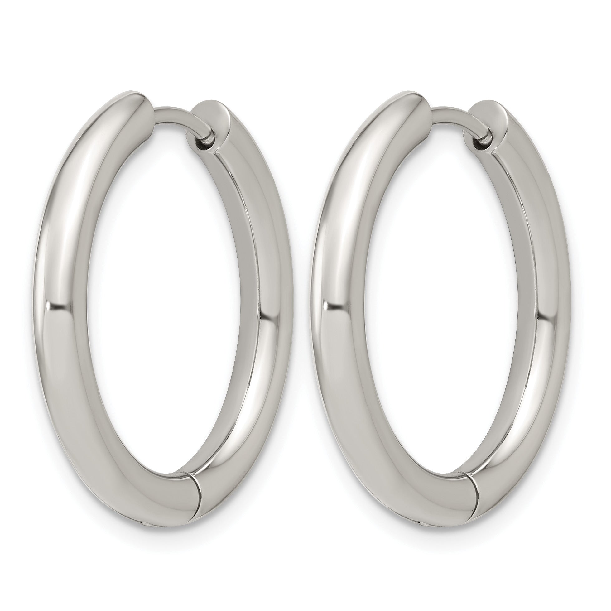 Polished Stainless Steel Hoop Earrings 24mm
