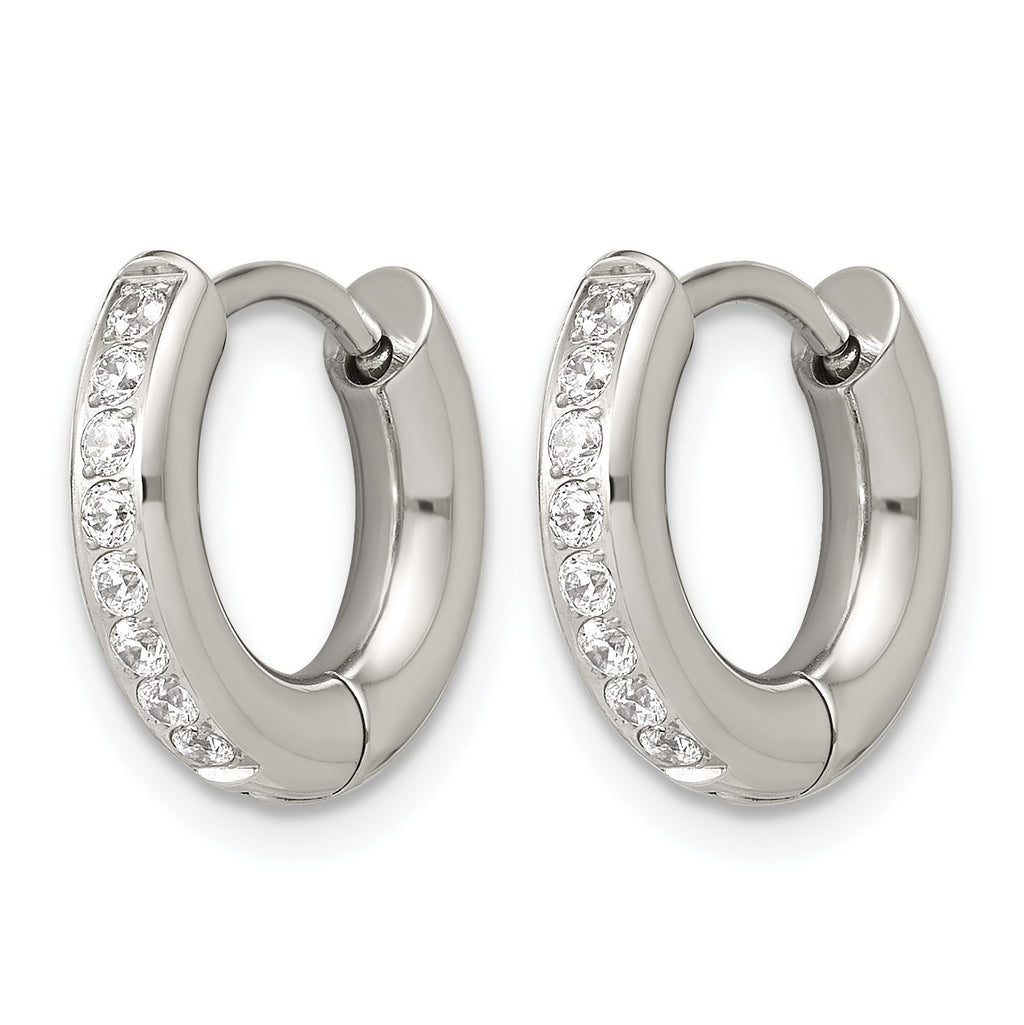 Stainless Steel Hinged Cubic Zirconia Huggie Hoop Earrings for Women