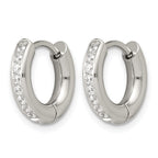 Stainless Steel Hinged Cubic Zirconia Huggie Hoop Earrings for Women