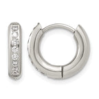 Stainless Steel Hinged Cubic Zirconia Huggie Hoop Earrings for Women