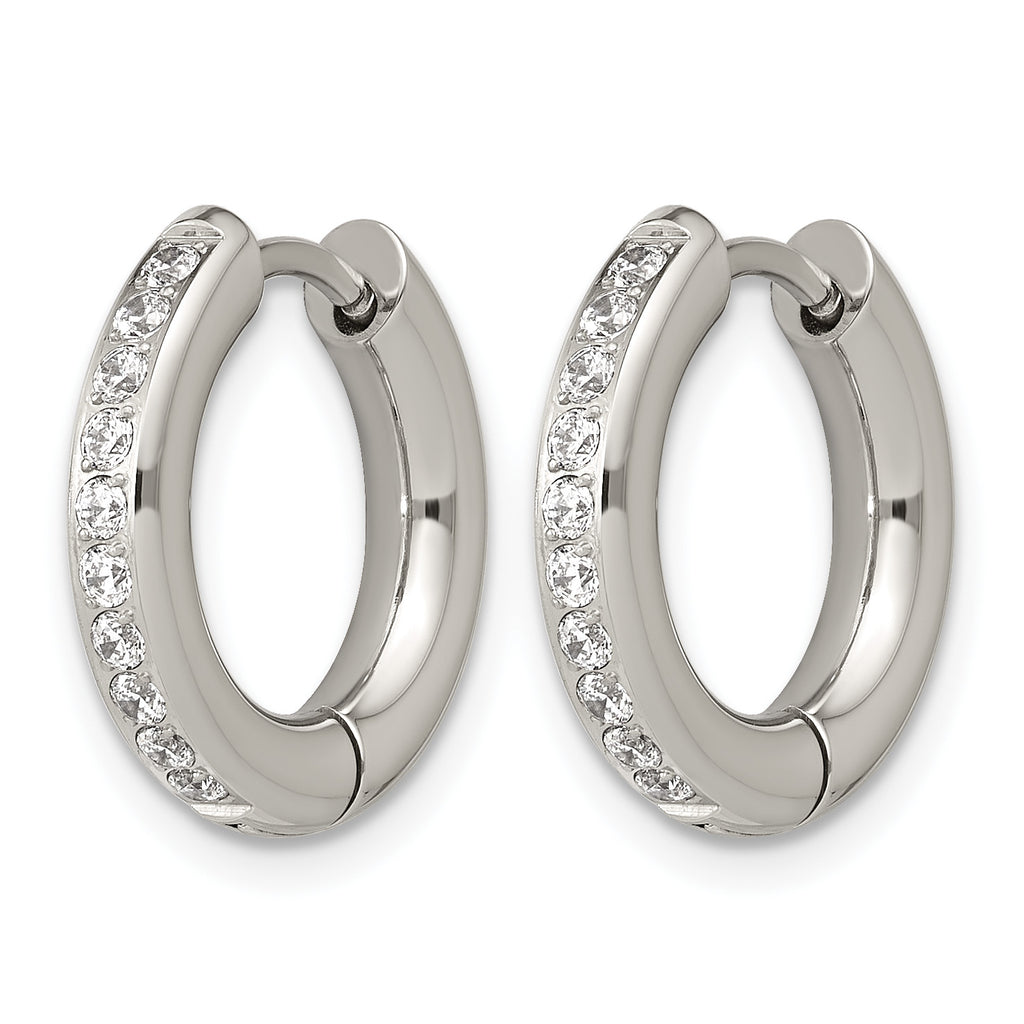 Stainless Steel Hinged Cubic Zirconia Huggie Hoop Earrings for Women
