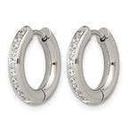 Stainless Steel Hinged Cubic Zirconia Huggie Hoop Earrings for Women