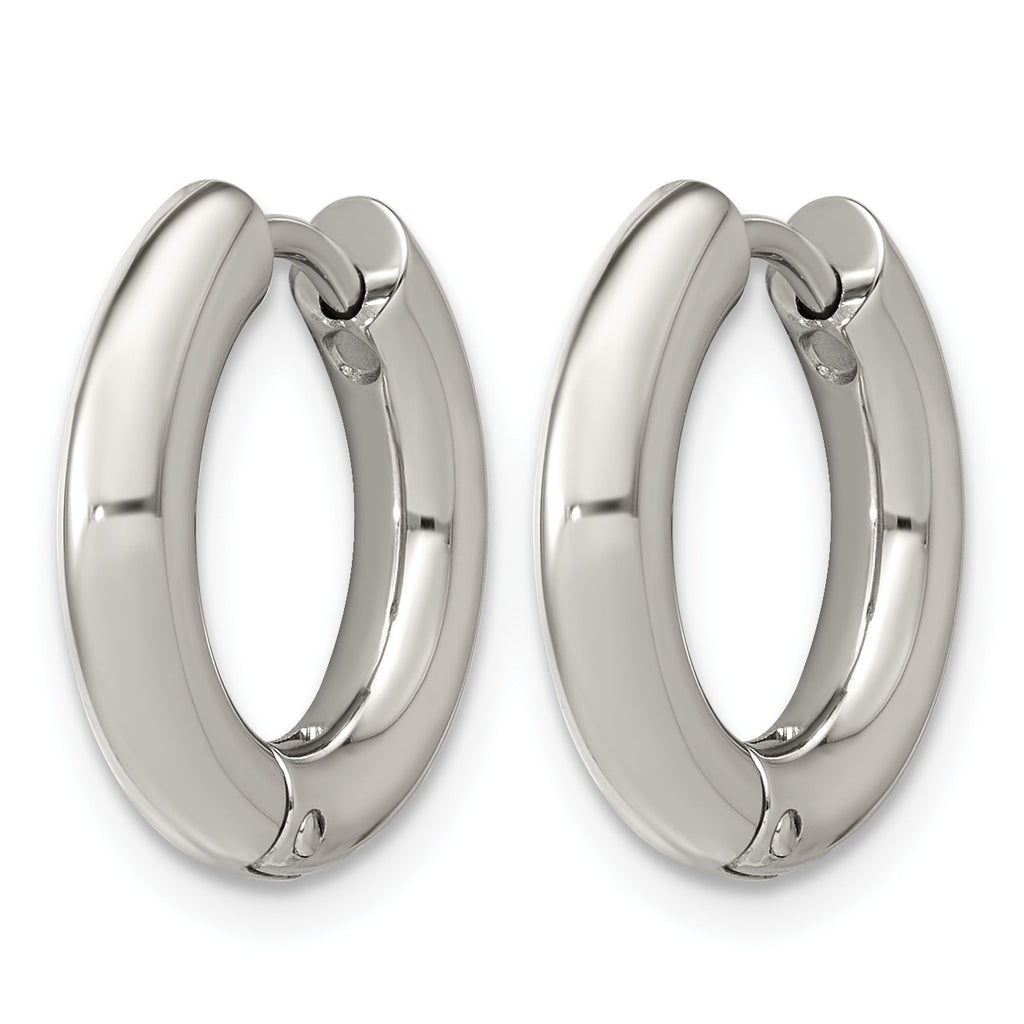 Polished Cubic Zirconia Stainless Steel Hoop Earrings 15.85mm