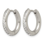 Stainless Steel Hinged Cubic Zirconia Huggie Hoop Earrings for Women