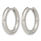 Polished Cubic Zirconia Stainless Steel Hoop Earrings 19.65mm