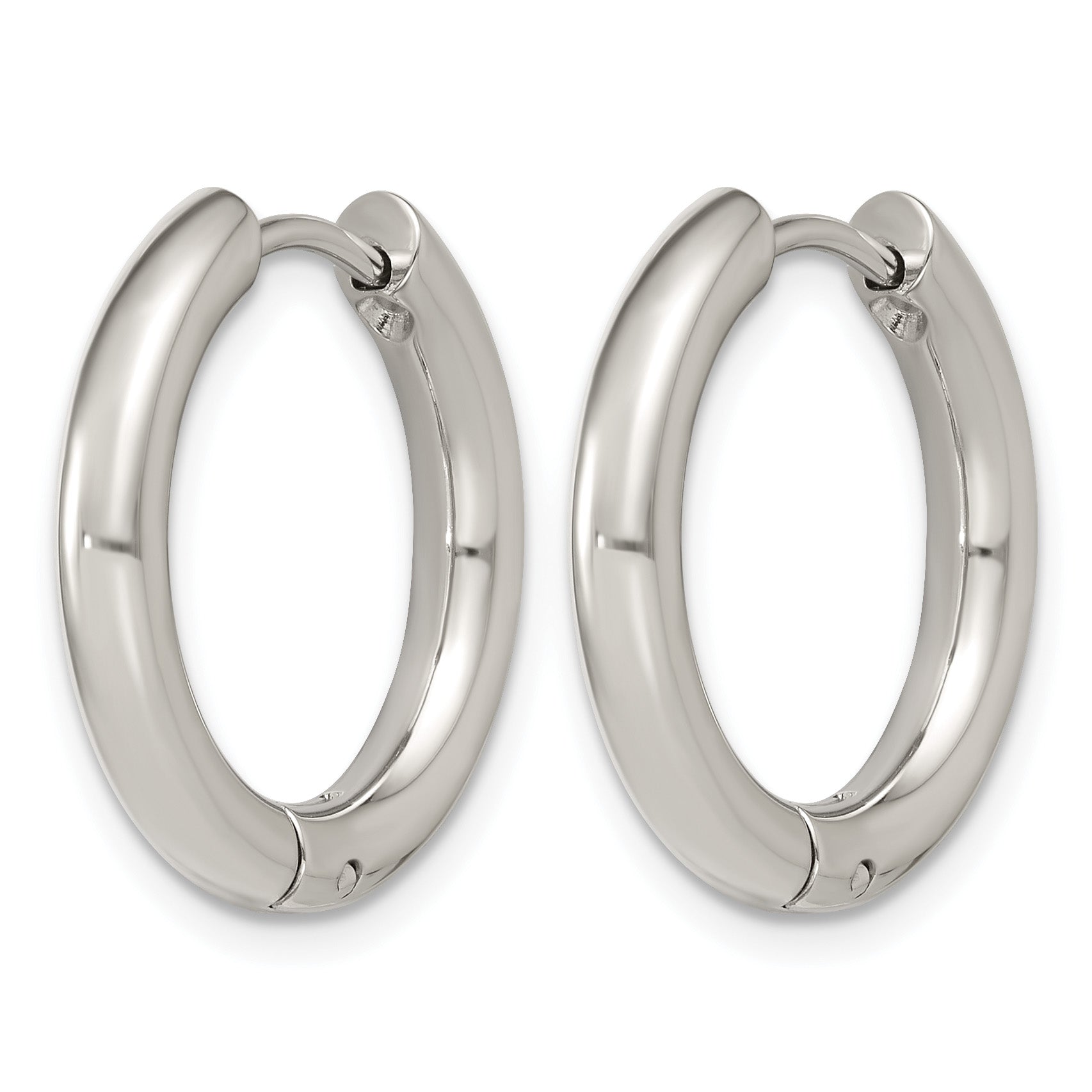 Polished Cubic Zirconia Stainless Steel Hoop Earrings 19.65mm