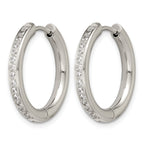 Stainless Steel Hinged Cubic Zirconia Huggie Hoop Earrings for Women