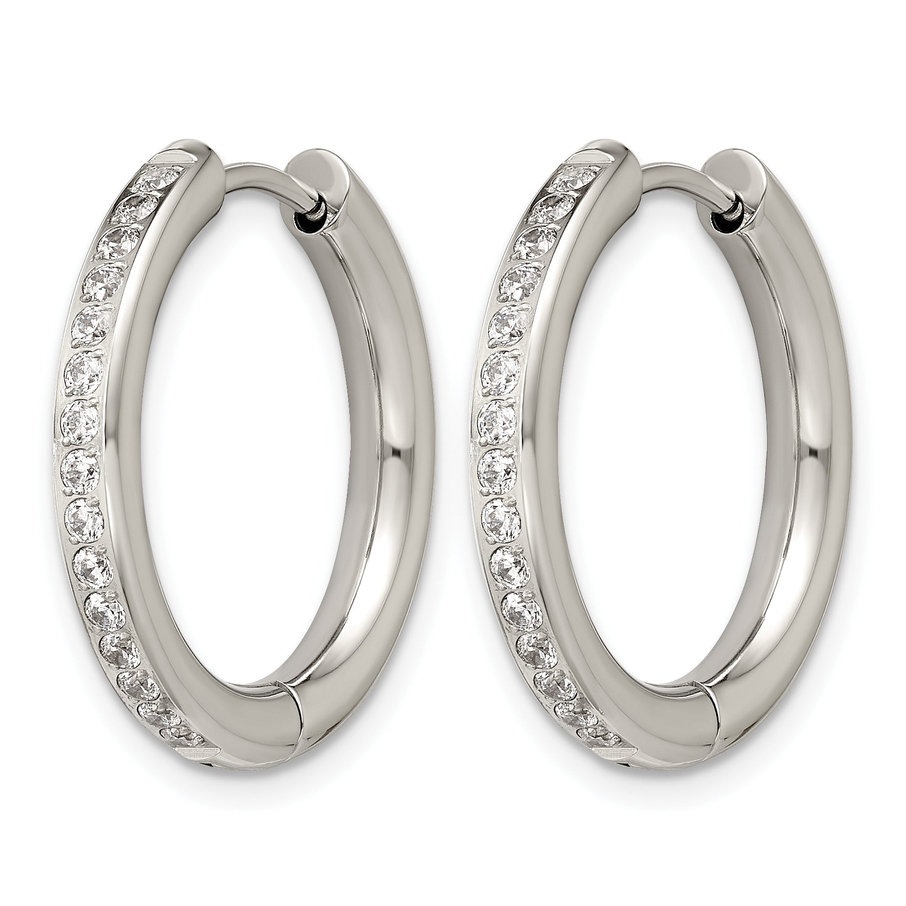 Stainless Steel Hinged Cubic Zirconia Huggie Hoop Earrings for Women