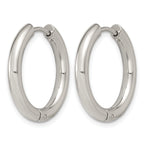 Polished Cubic Zirconia Stainless Steel Hoop Earrings 21.95mm