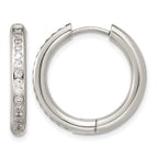 Stainless Steel Hinged Cubic Zirconia Huggie Hoop Earrings for Women
