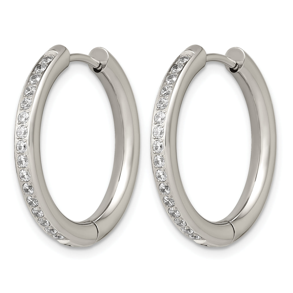 Stainless Steel Hinged Cubic Zirconia Huggie Hoop Earrings for Women