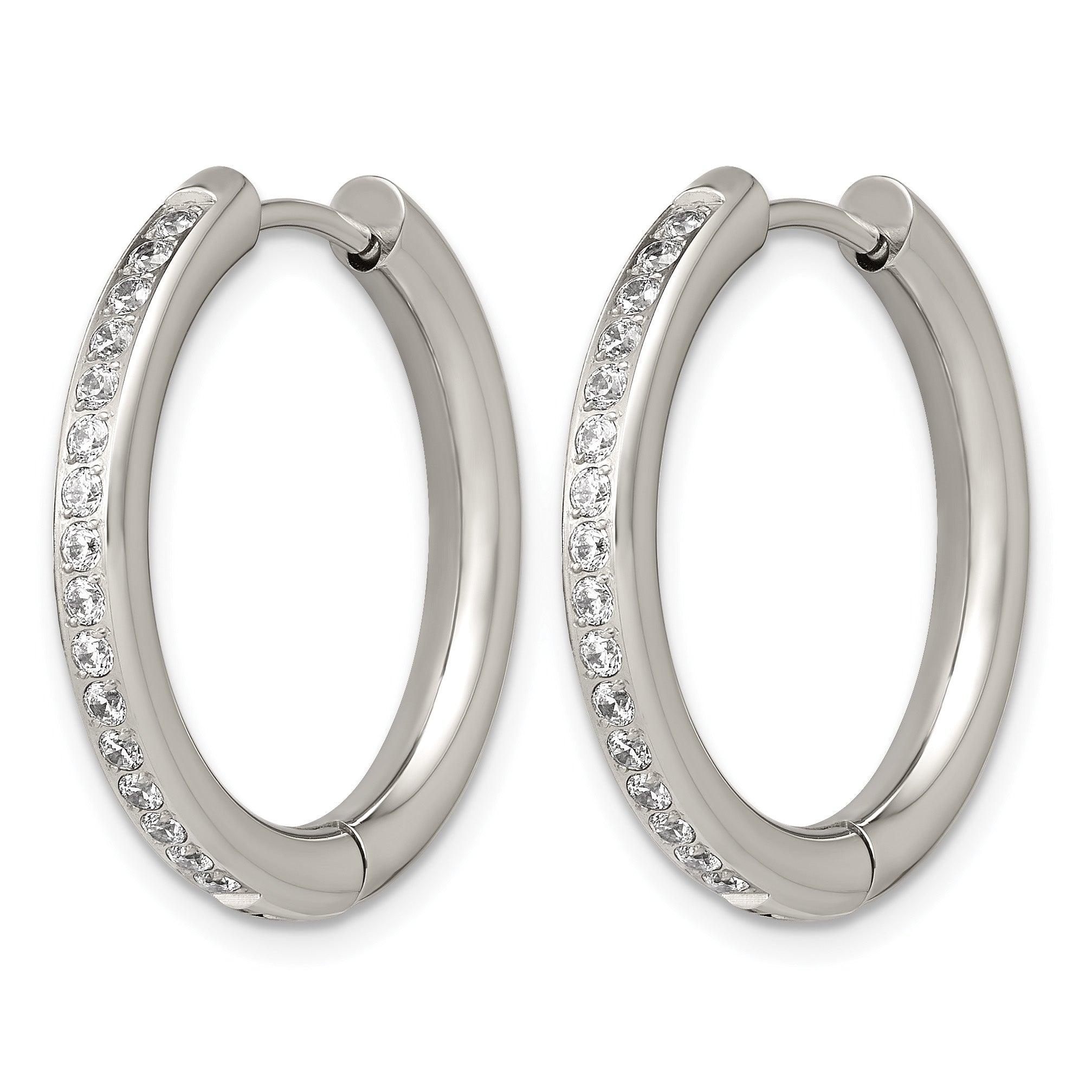 Stainless Steel Hinged Cubic Zirconia Huggie Hoop Earrings for Women