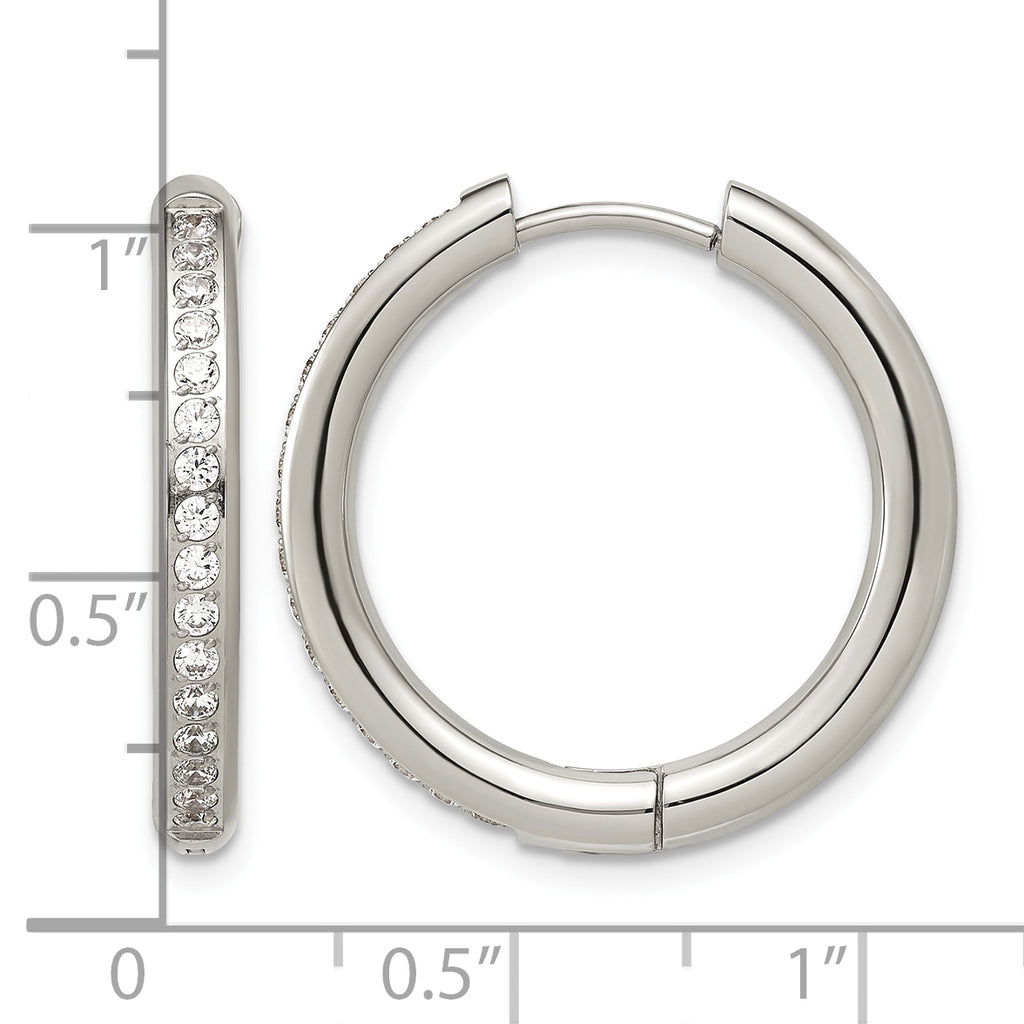 Stainless Steel Hinged Cubic Zirconia Huggie Hoop Earrings for Women