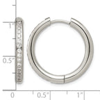 Stainless Steel Hinged Cubic Zirconia Huggie Hoop Earrings for Women