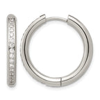 Stainless Steel Hinged Cubic Zirconia Huggie Hoop Earrings for Women