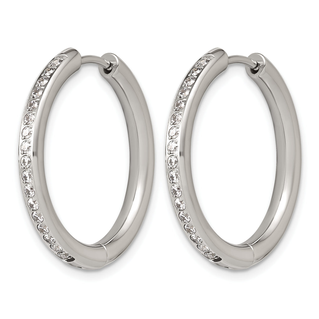 Stainless Steel Hinged Cubic Zirconia Huggie Hoop Earrings for Women