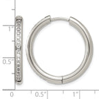 Stainless Steel Hinged Cubic Zirconia Huggie Hoop Earrings for Women