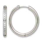 Stainless Steel Hinged Cubic Zirconia Huggie Hoop Earrings for Women