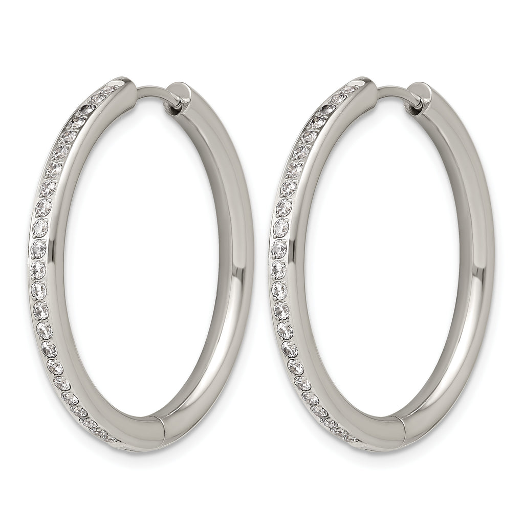 Stainless Steel Hinged Cubic Zirconia Huggie Hoop Earrings for Women