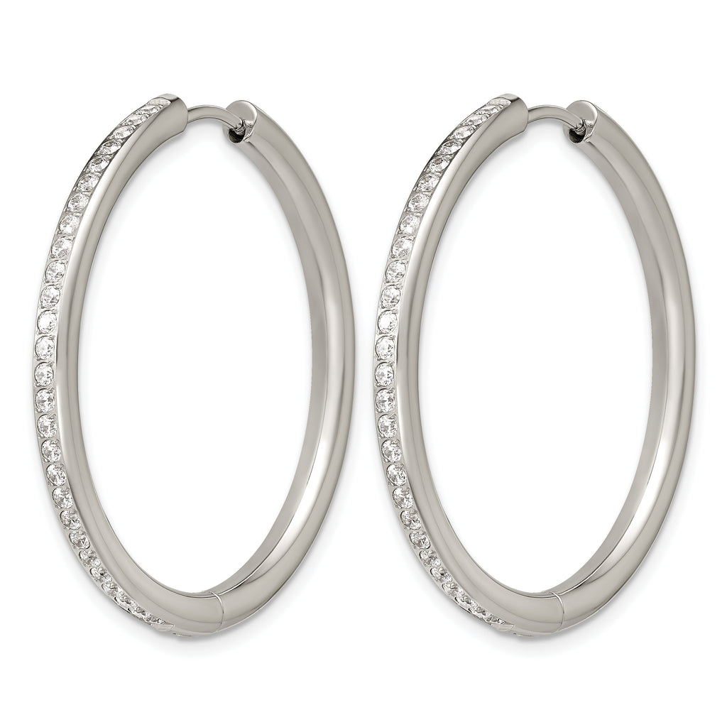 Stainless Steel Hinged Cubic Zirconia Huggie Hoop Earrings for Women