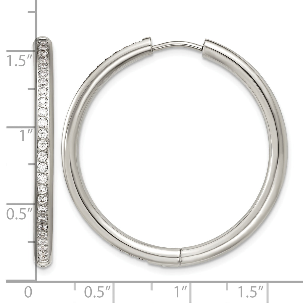 Stainless Steel Hinged Cubic Zirconia Huggie Hoop Earrings for Women