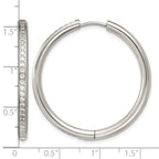 Polished Cubic Zirconia Stainless Steel Hoop Earrings 35.75mm