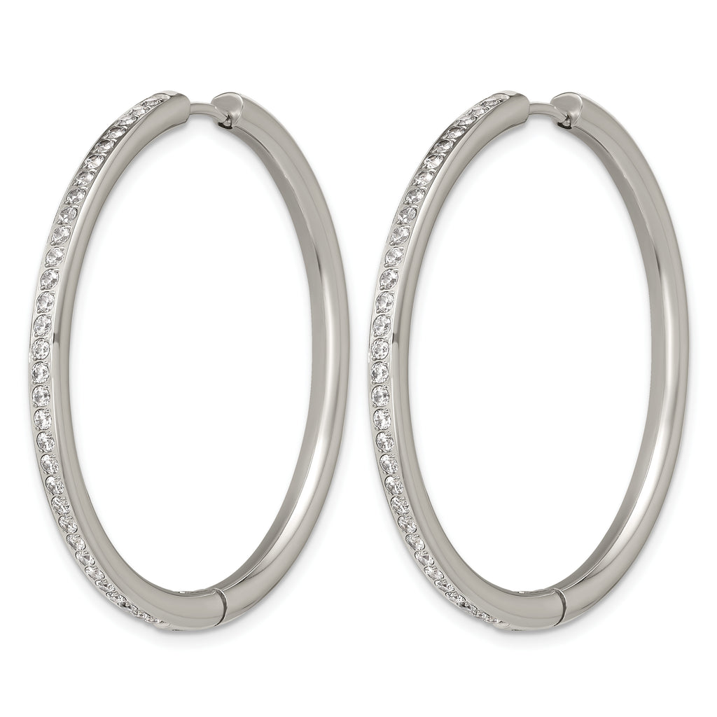 Stainless Steel Hinged Cubic Zirconia Huggie Hoop Earrings for Women