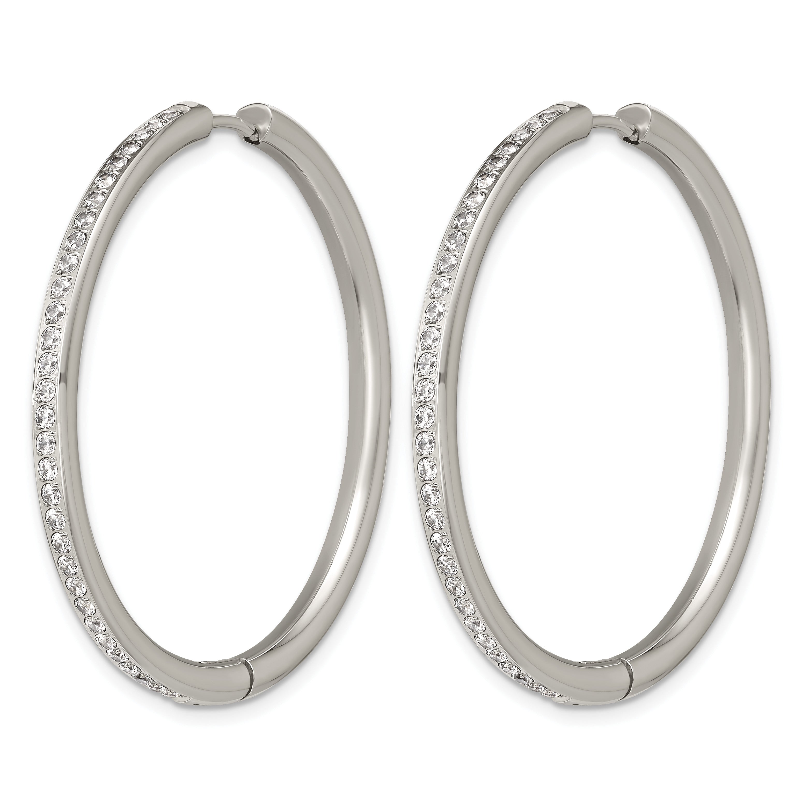 Stainless Steel Hinged Cubic Zirconia Huggie Hoop Earrings for Women
