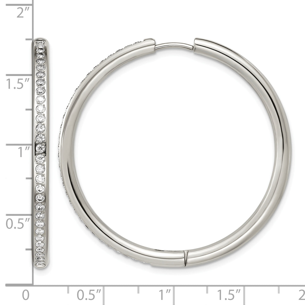 Stainless Steel Hinged Cubic Zirconia Huggie Hoop Earrings for Women