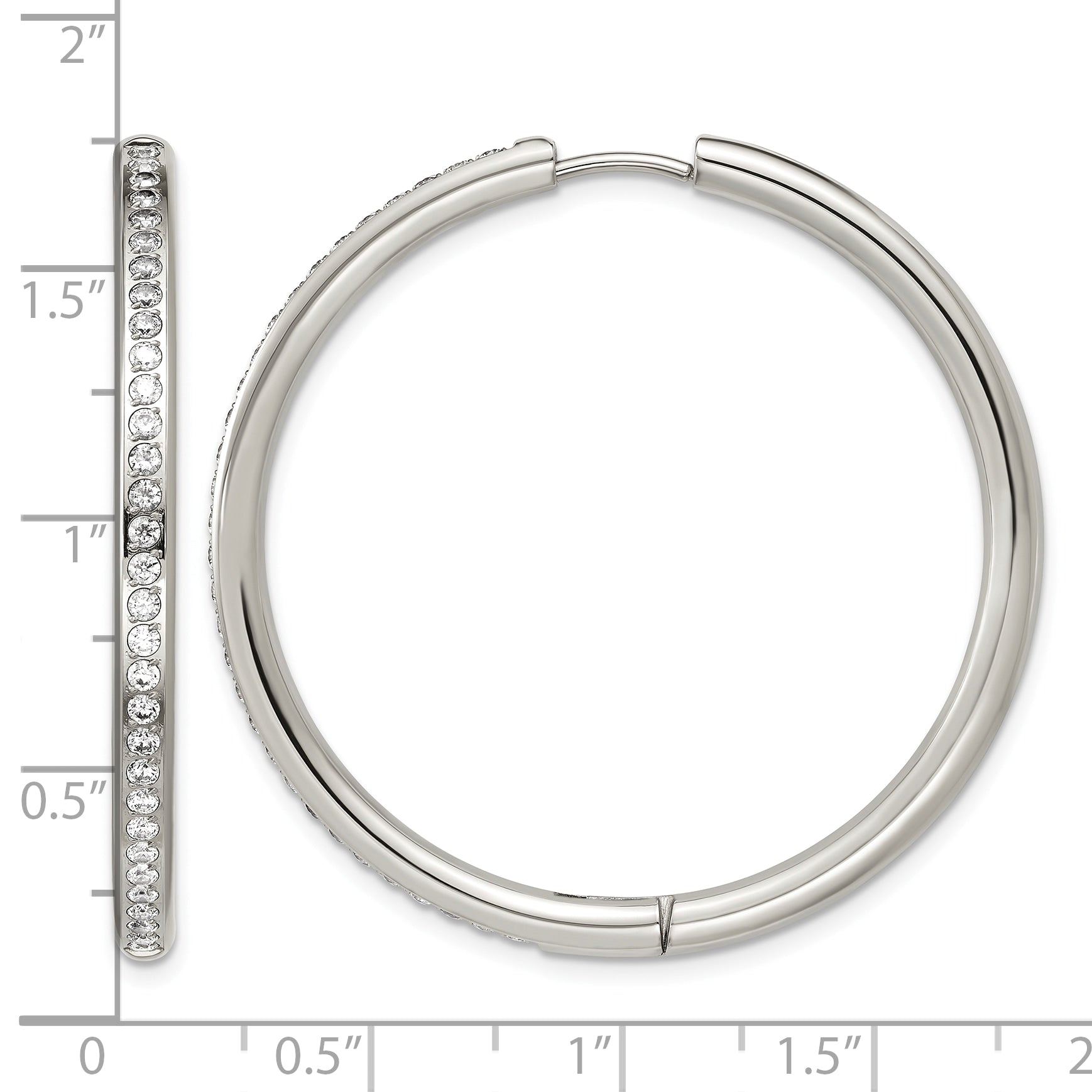 Stainless Steel Hinged Cubic Zirconia Huggie Hoop Earrings for Women