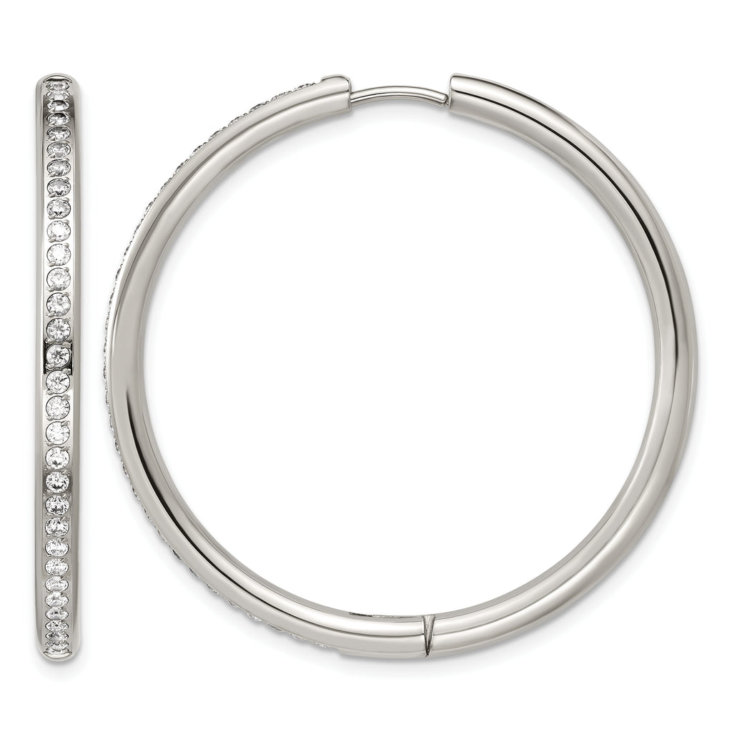 Stainless Steel Hinged Cubic Zirconia Huggie Hoop Earrings for Women