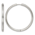 Stainless Steel Hinged Cubic Zirconia Huggie Hoop Earrings for Women