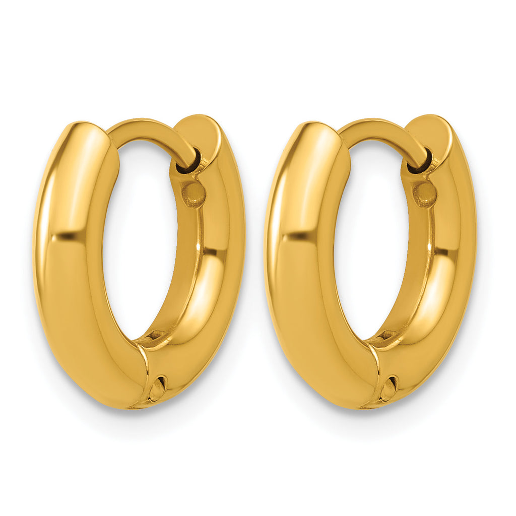 Stainless Steel Gold-Tone Hinged Cubic Zirconia Huggie Hoop Earrings for Women
