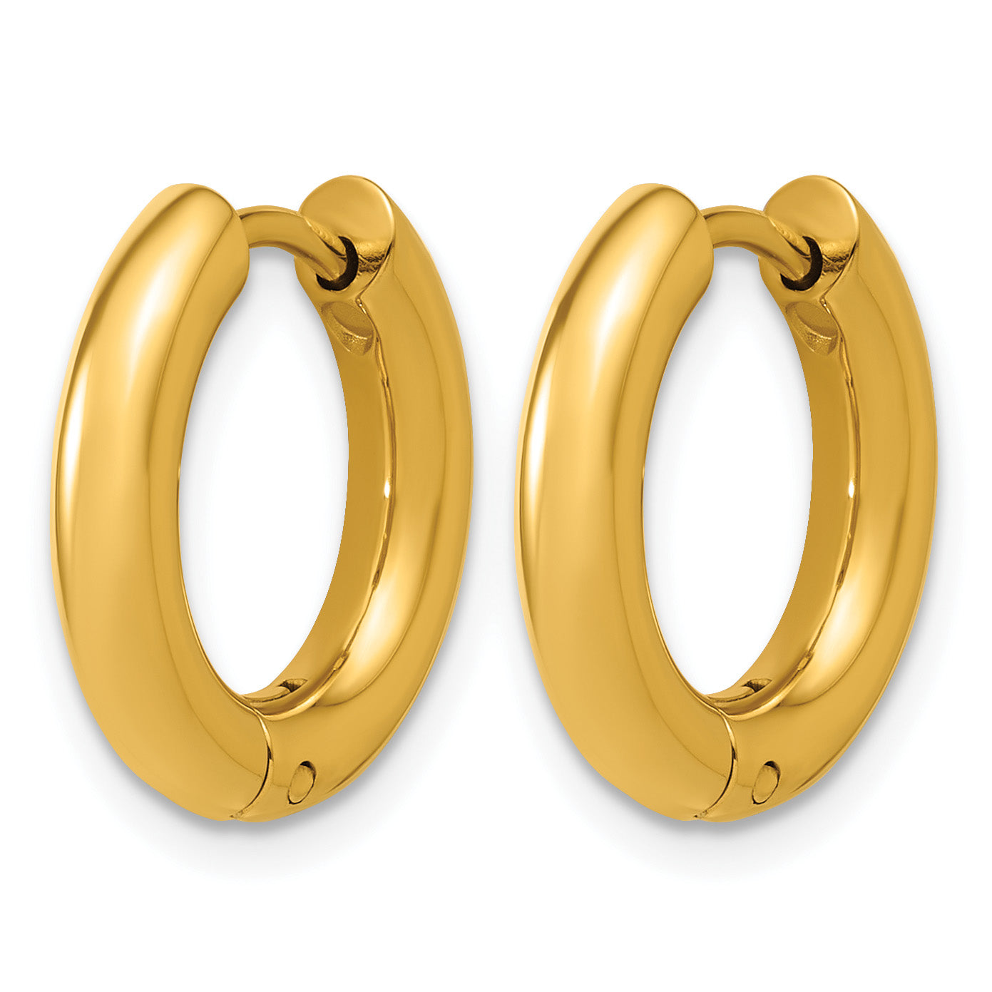 Stainless Steel Gold-Tone Hinged Cubic Zirconia Huggie Hoop Earrings for Women