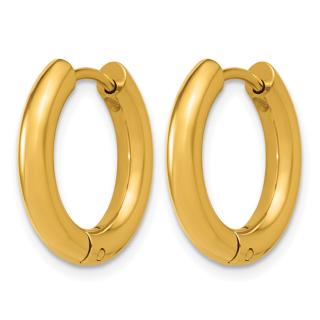 Stainless Steel Gold-Tone Hinged Cubic Zirconia Huggie Hoop Earrings for Women