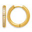 Stainless Steel Gold-Tone Hinged Cubic Zirconia Huggie Hoop Earrings for Women