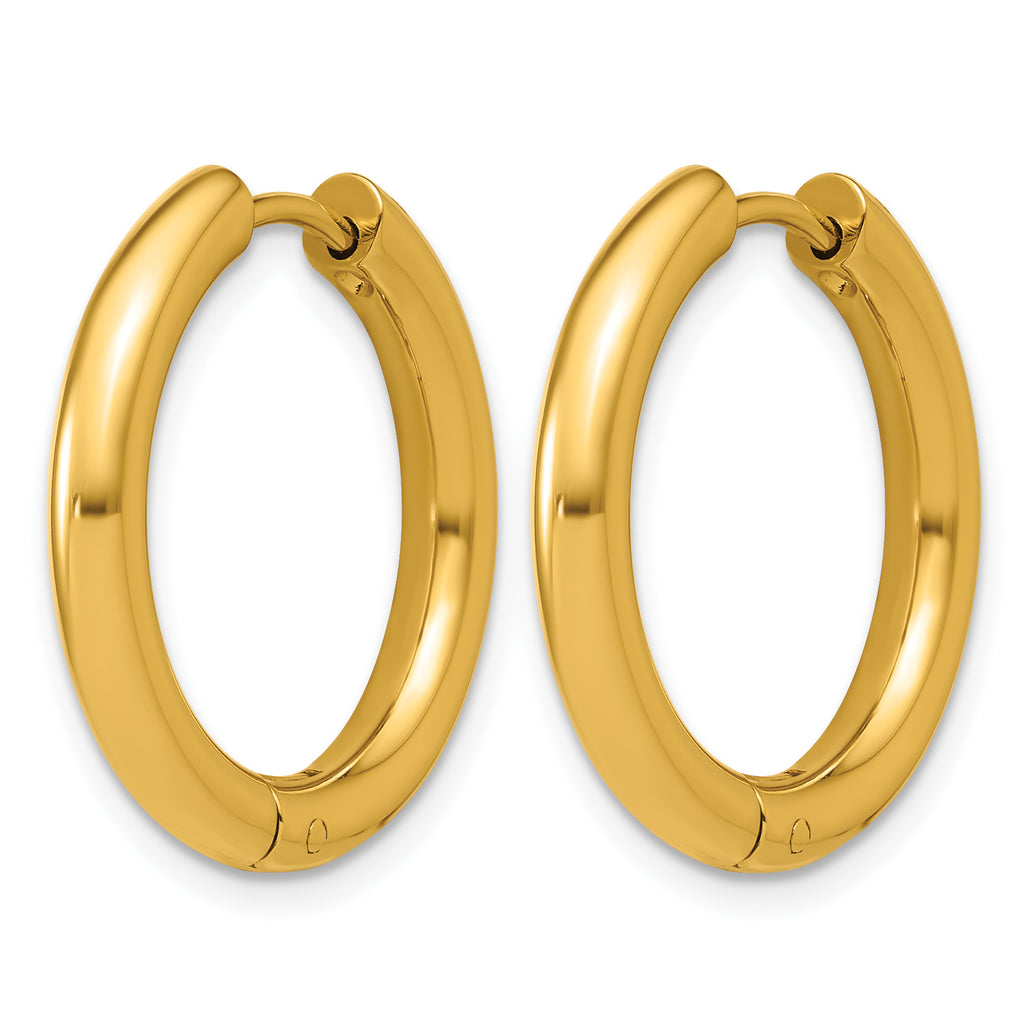 Stainless Steel Gold-Tone Hinged Cubic Zirconia Huggie Hoop Earrings for Women