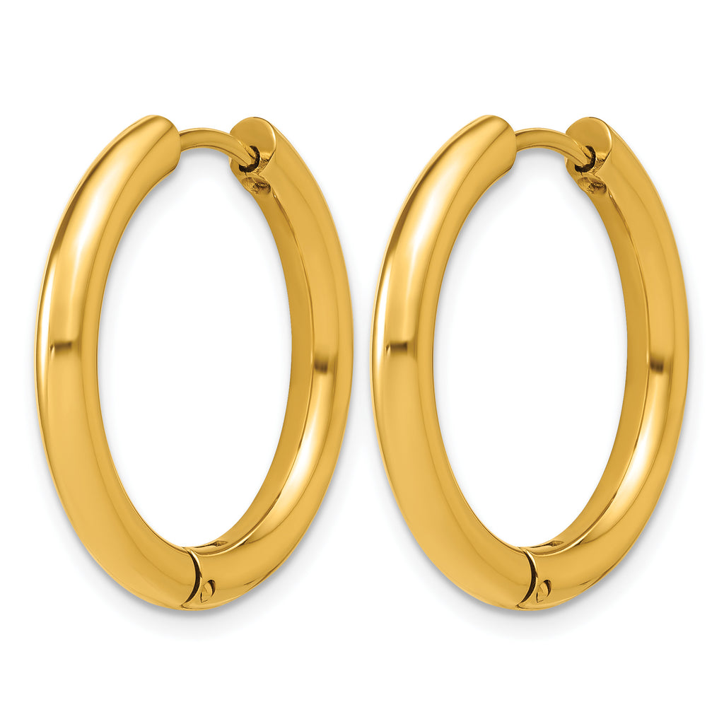 Stainless Steel Gold-Tone Hinged Cubic Zirconia Huggie Hoop Earrings for Women