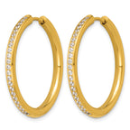 Stainless Steel Gold-Tone Hinged Cubic Zirconia Huggie Hoop Earrings for Women