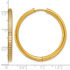 Gold-Tone Polished Cubic Zirconia Stainless Steel Hoop Earrings 35.8mm