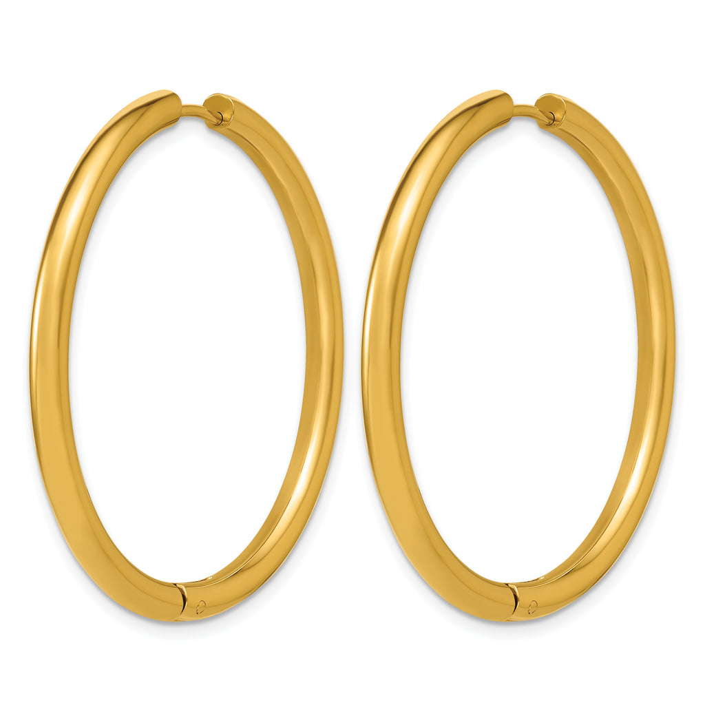 Stainless Steel Gold-Tone Hinged Cubic Zirconia Huggie Hoop Earrings for Women