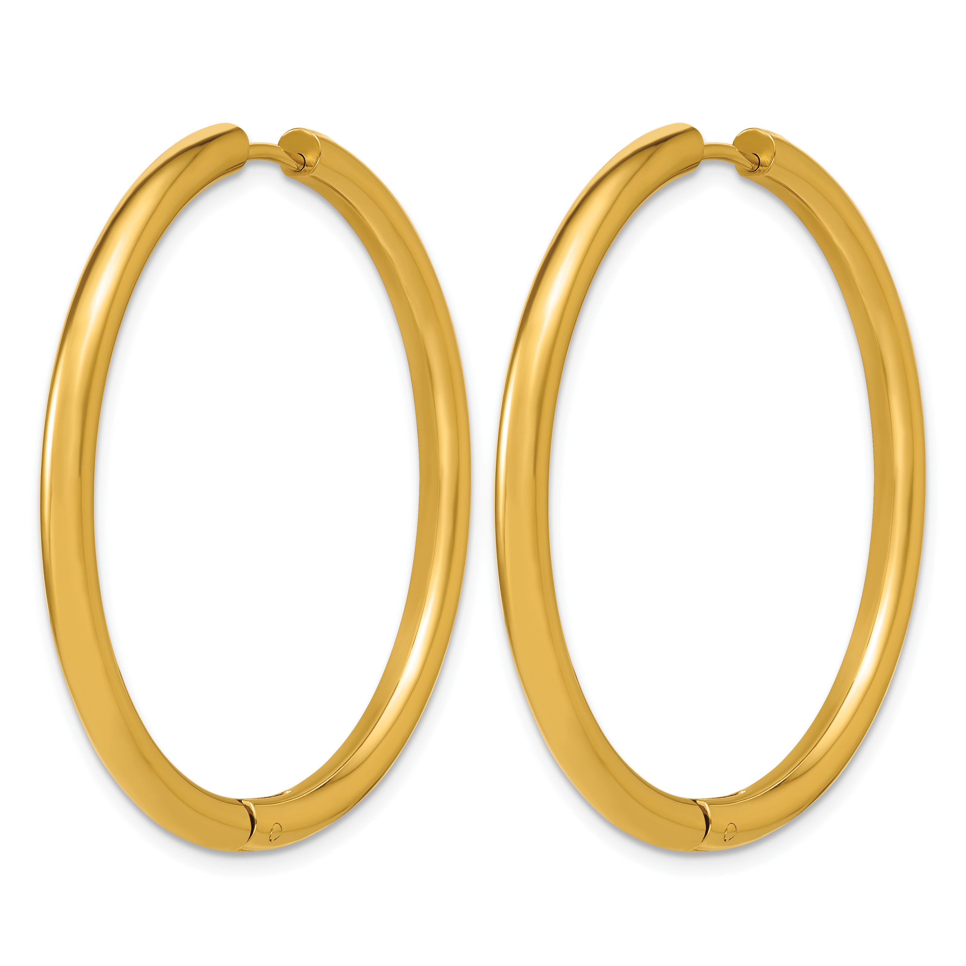 Stainless Steel Gold-Tone Hinged Cubic Zirconia Huggie Hoop Earrings for Women